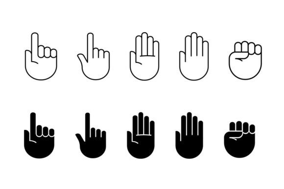 Black and White Hand Gesture Icons