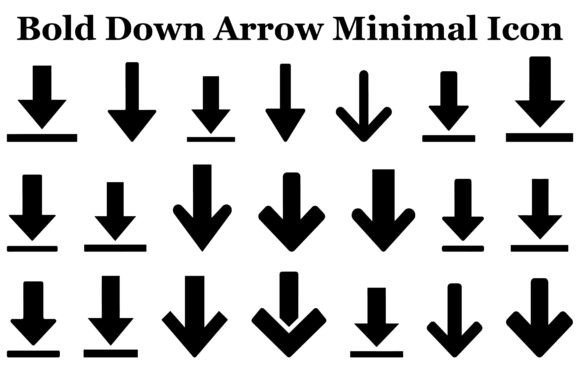 Bold Down Arrow Minimal Icon Bundle