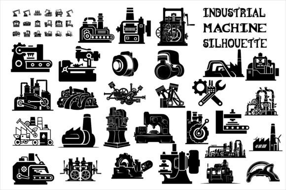 Bold Industrial Machine Silhouette
