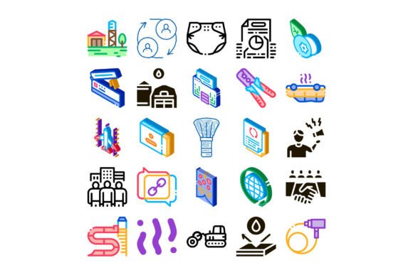 Business, Agriculture & Isometric Icon Set