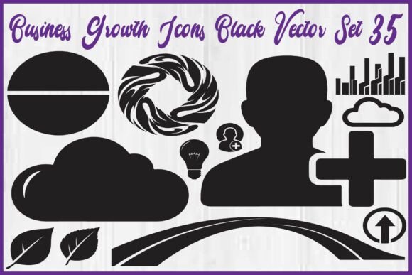 Business Growth Icons Black Vector Set