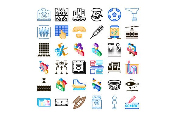 Collection of Icons Illustrating Various Everyday Objects, Activities, Interactions, and Concepts