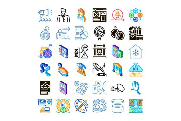 Diverse Collection of Line and Isometric Icons: Your Visual Toolkit for Clarity and Consistency