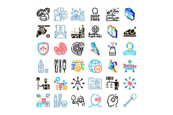 Diverse Icons Depicting Business, Techno