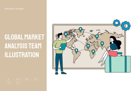 Global Market Analysis Team Illustration