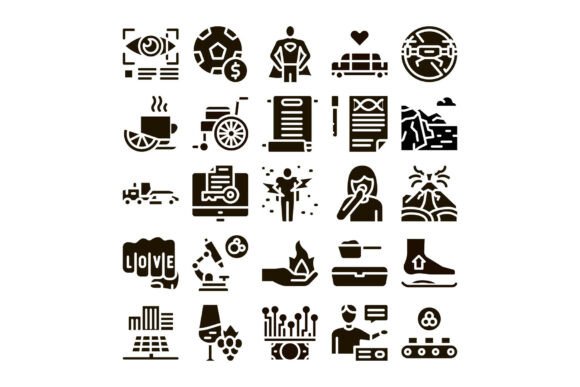 Glyphs Collection Illustrating Diverse C