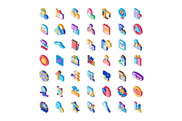 Isometric Icons Set Illustrating Technol