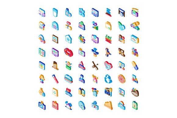 Isometric Vector Icons Illustrating Dive