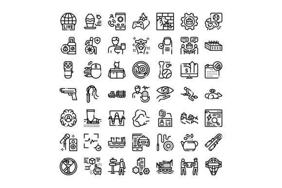 Outline Icons for Global Communication