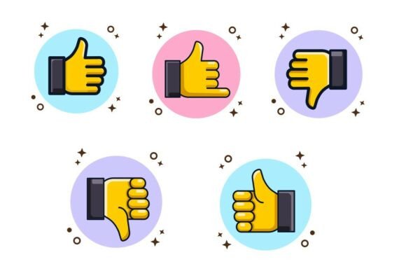 Set Icon Hand Gestures for Like, Dislike