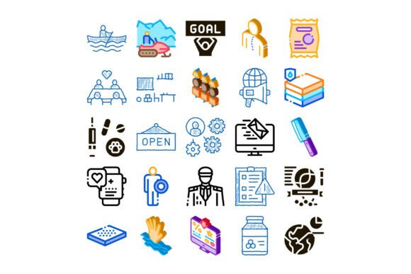 Set of Diverse Outline and Isometric Ico