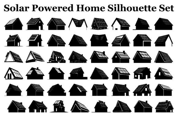 Solar Powered Home Silhouette Set