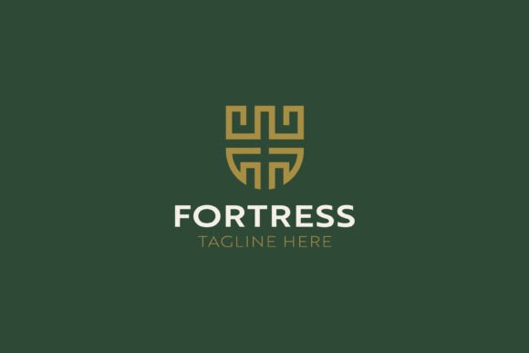 Symbol of Fortress and Shield Logo Brand
