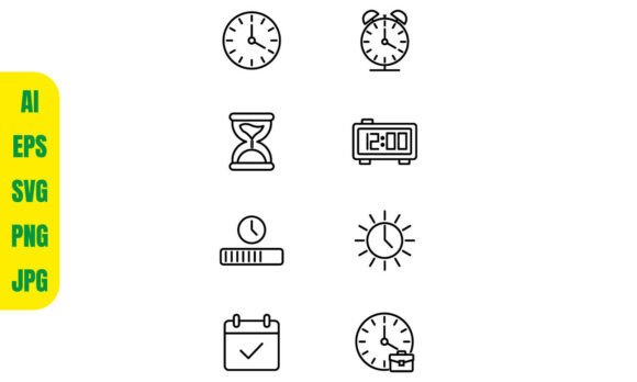 Time and Schedule Vector Line Icon Set