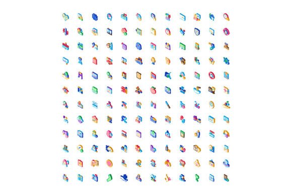 Universal Isometric Icons Set for Busine
